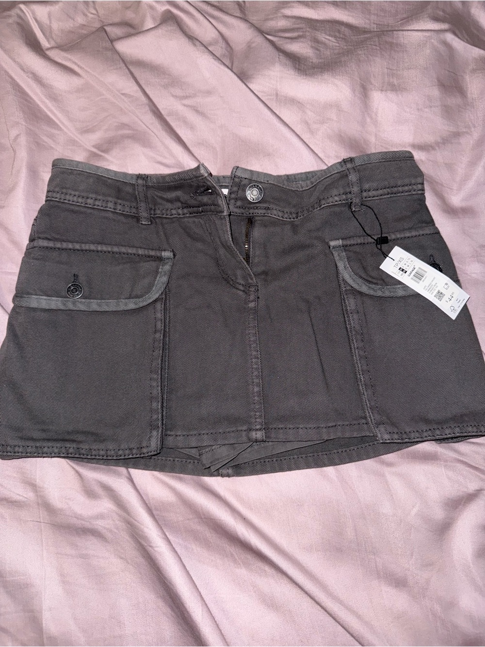Garage Charcoal Utility Mini Skirt - Dark Gray